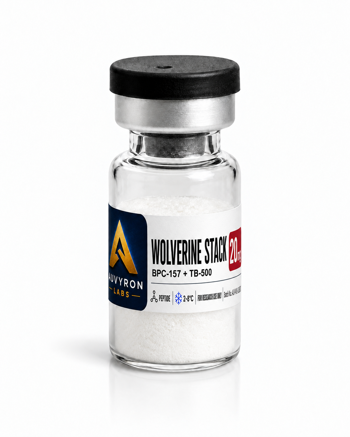 Supplied AUVYRON vial photograph: Wolverine Stack 20 mg total
